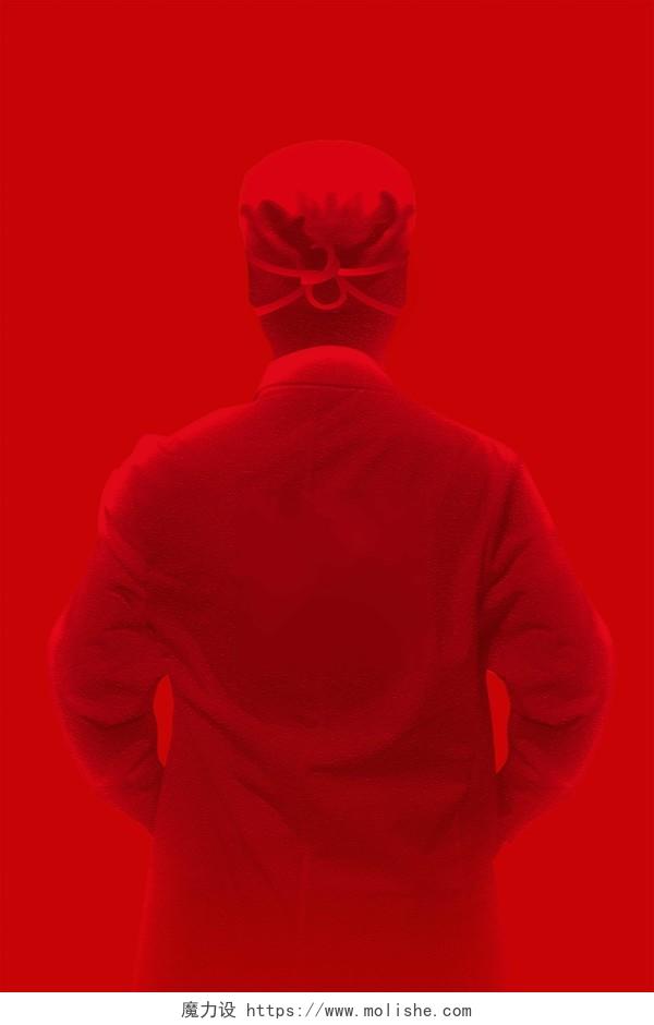 红色简约医生医护人员剪影中国医师节海报背景